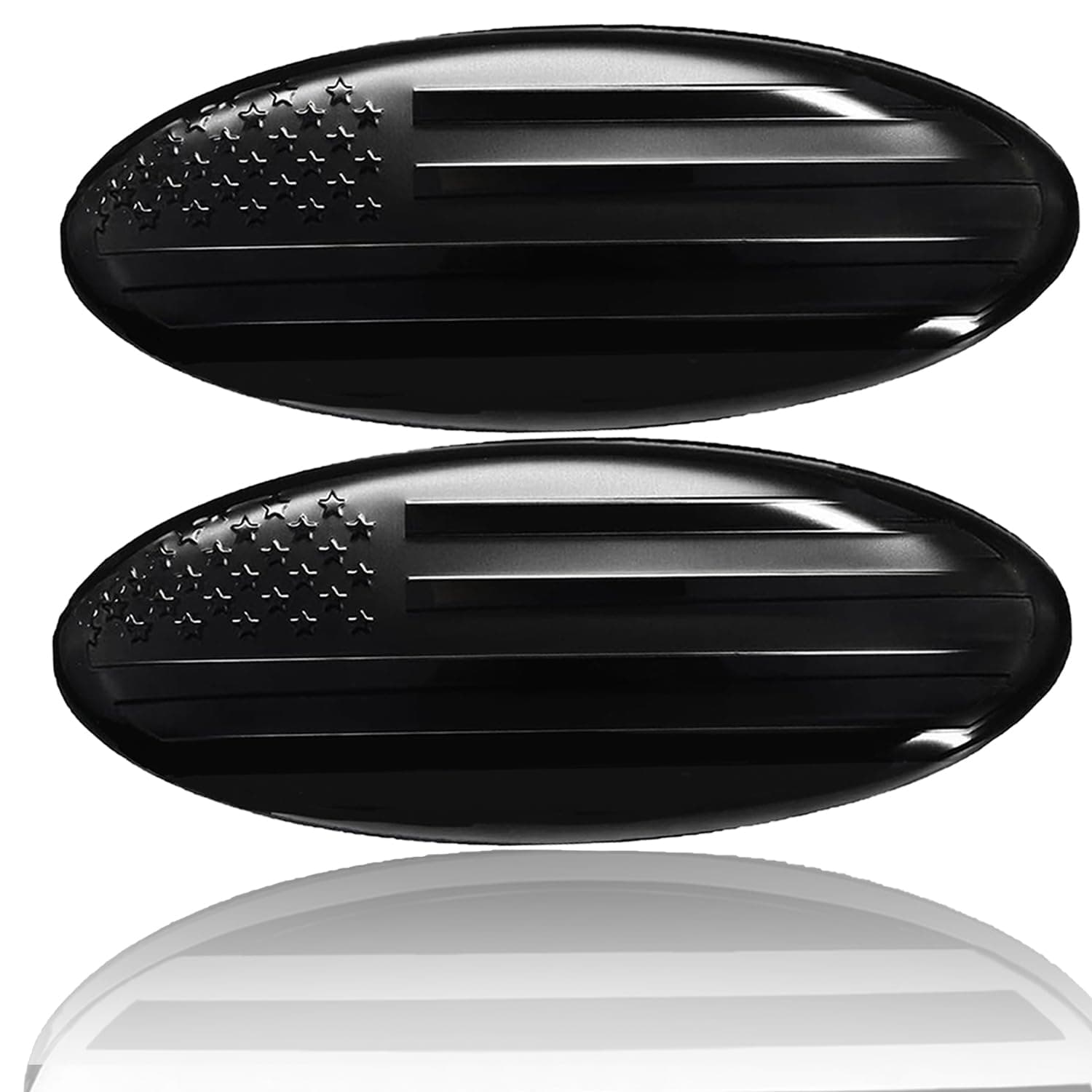 LINOAH 9 Inch Front Grill Rear Tailgate Emblem for 04-14 F150, 11-14 Edge, 11-16 Explorer, 06-11 Ranger, 07-14 Expedition, 9"X3.5" for Ford, Pack of 2, Black American Flag