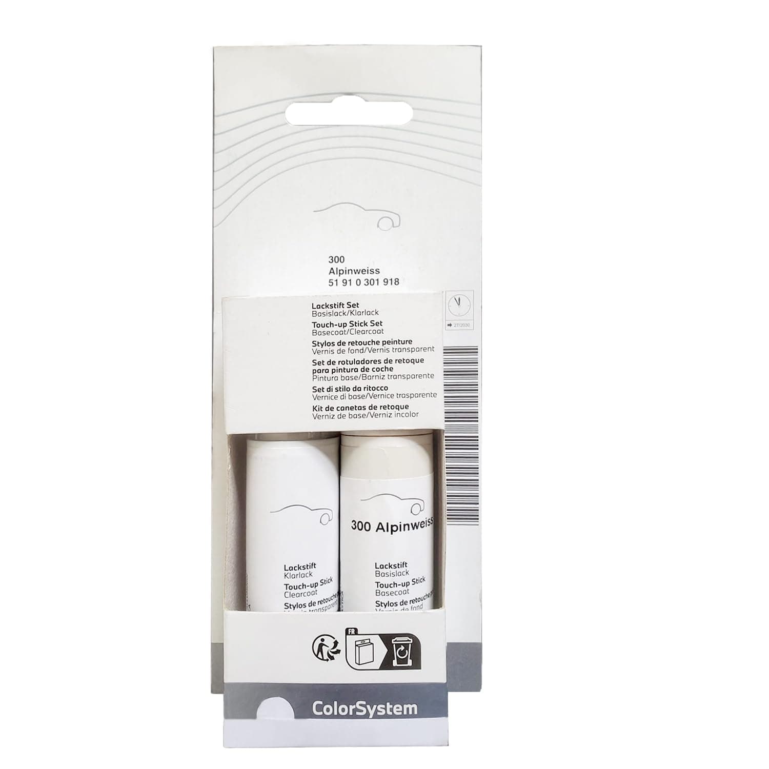 Genuine Alpine White Touch Up Car Paint Code 300 for BMW | 51910301918-2x12ml