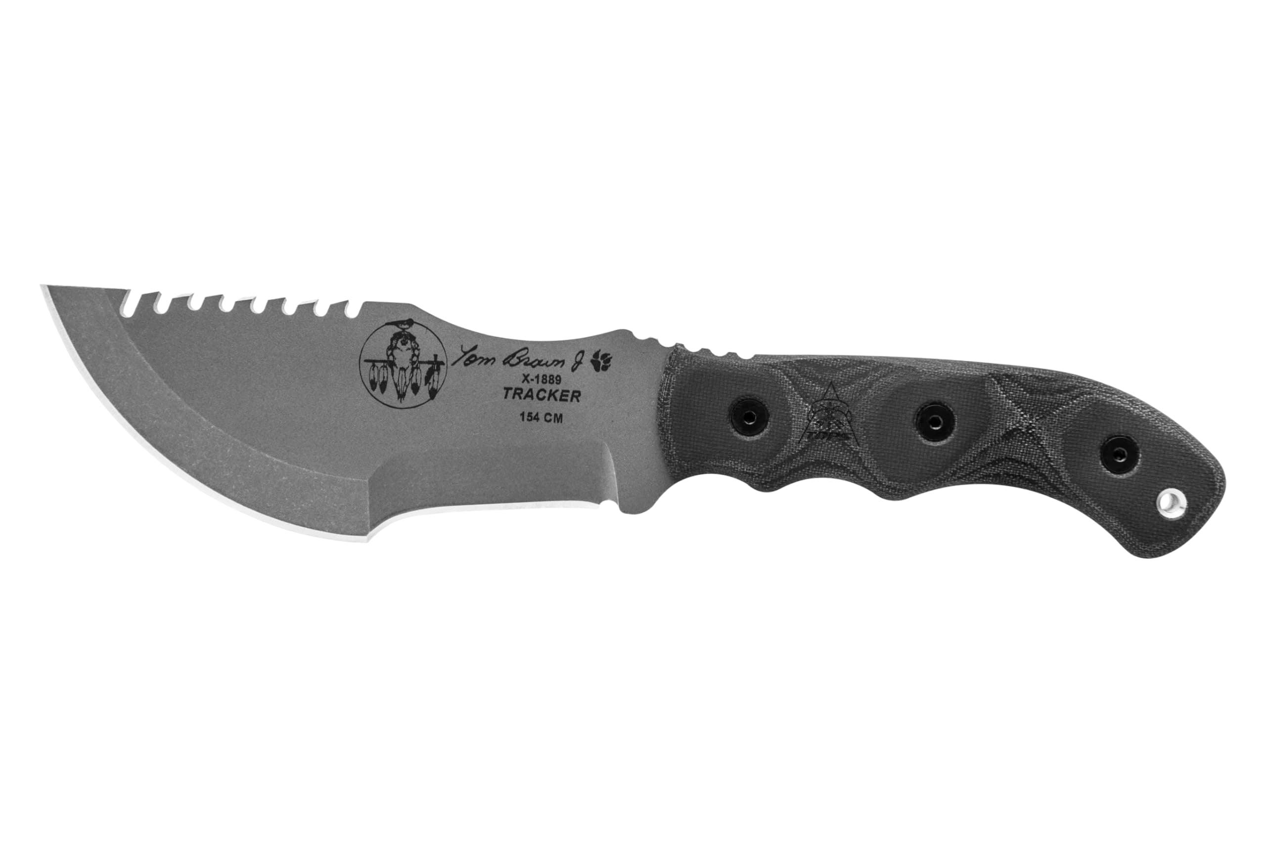 Knives Tom Brown Tracker #3 Full Tang Fixed Blade- Tumble Finish Blade Finish- Black Kydex Sheath w/Rotating Spring Steel Clip