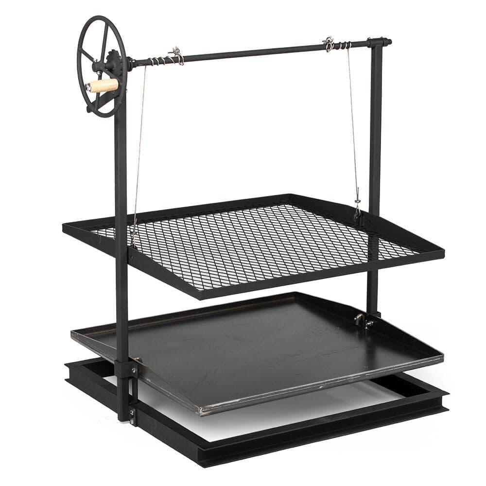 TITAN GREAT OUTDOORS Ash & Ember Adjustable Campfire Asado Grate and Griddle, Open Flame Adjustable Wood Cooking Surface