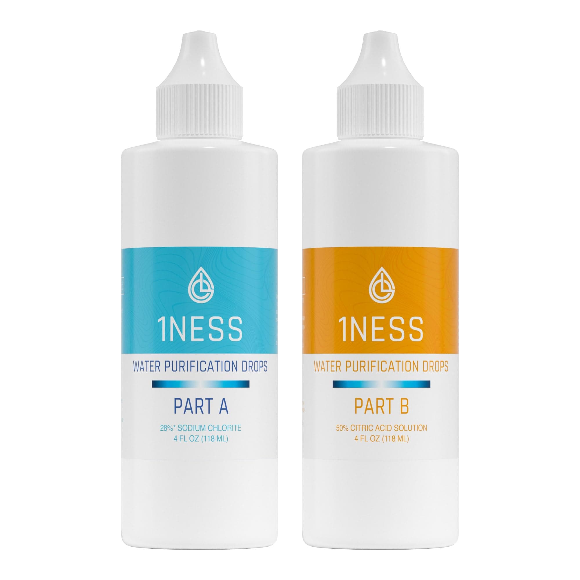 1ness Chlorine Dioxide Kit | 2 Part Liquid Classic 4oz Set | Citric Acid 50% : Sodium Solution 28%