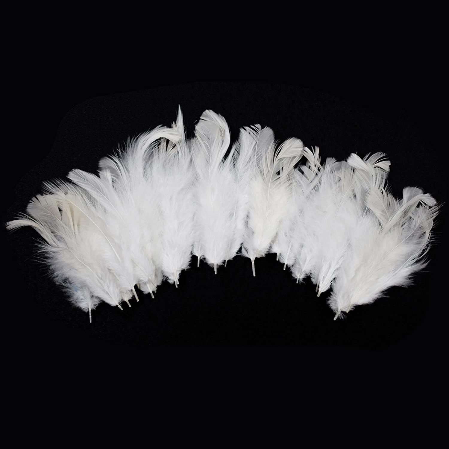 Uniqon Natural Dyed White Multi-Purpose Craft Feathers (Approximately 80pc) for Dream Catcher Artificial Jewelry Making Art & Craftworks s DIY Hobby Crafts Kids Projectworks Scrapbooking, Metal