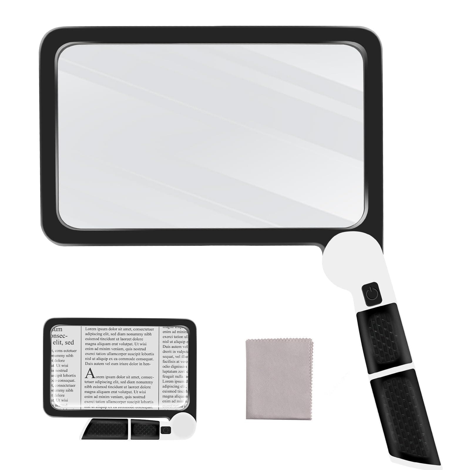 5X Magnifying Glass with Light, Handheld Magnifier for Reading, Large Magnifying Glass with 48 LED Light and Anti-Glare Lens, Magnifier for Seniors, Macular Degeneration, Low Visions (Black)