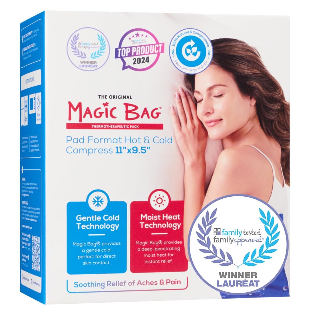 Magic Bag The Original Practical Heating Compress, Hot/Cold Therapy for Stomach Pain Relief, Cordless Hot Cold Compress, 28 x 24 cm (11" x 9.5")