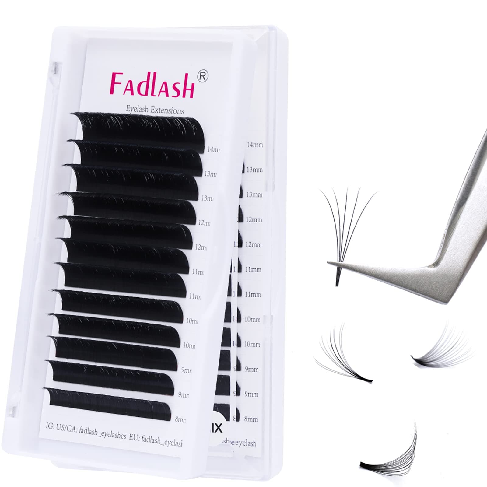 Easy Fan Lashes C Curl 0.07 8-14mm Mixed Length Russian Lashes Natural Look Self Fanning Eye Lashes Automatic Blooming Russian Eyelashes Extensions(0.07-C-814)