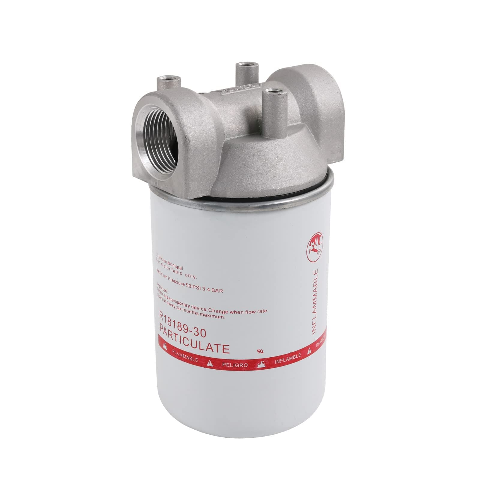 DICMIC High Flow Fuel Filter, 1” NPT 30 Micron Spin-on Cartridge Style for Mobile and Stationary Fuel Pump Tank Boat