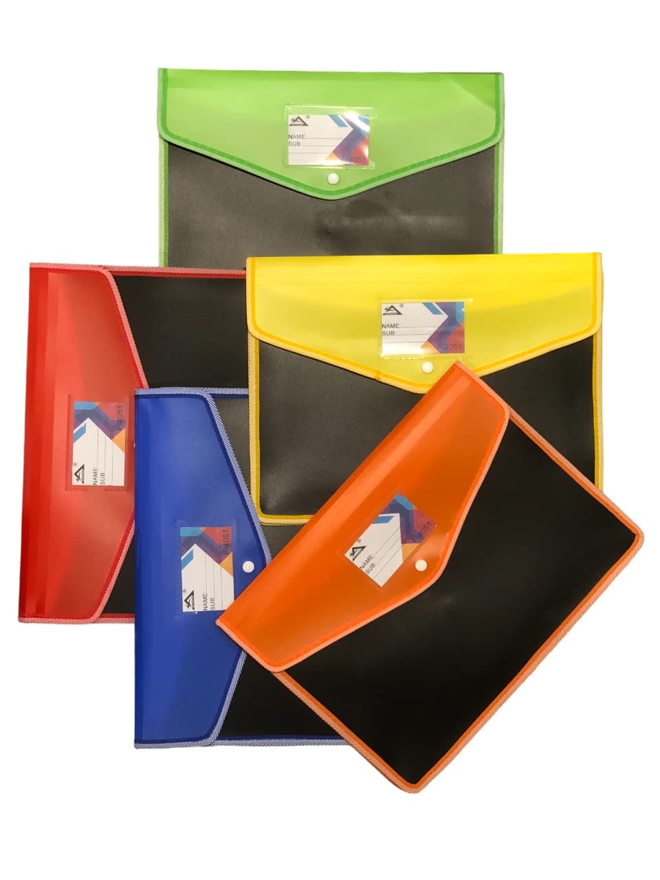 AMINIT Plastic File Folder Poly Envelope Expanding File Wallet Document Folder with Snap Button Closure Legal Size Waterproof Large File Pouch(Multicolor,Pack of 5)