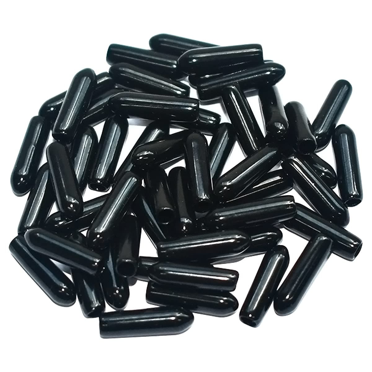 50pcs Vinyl Flexible End Caps, Rubber End Caps, Black Bolt Screw Thread Protector Safety Cover (1/8 Inch 3 mm)
