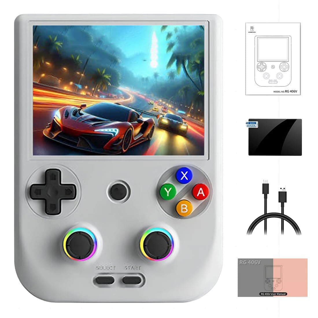 RG406V Retro Handheld Game Console, 5.48-inch IPS Touch Screen Unisoc T820 Android System Video Games Player for dults Kids Boys, Supports 5G WiFiBluetooth (4+128G/No Games)