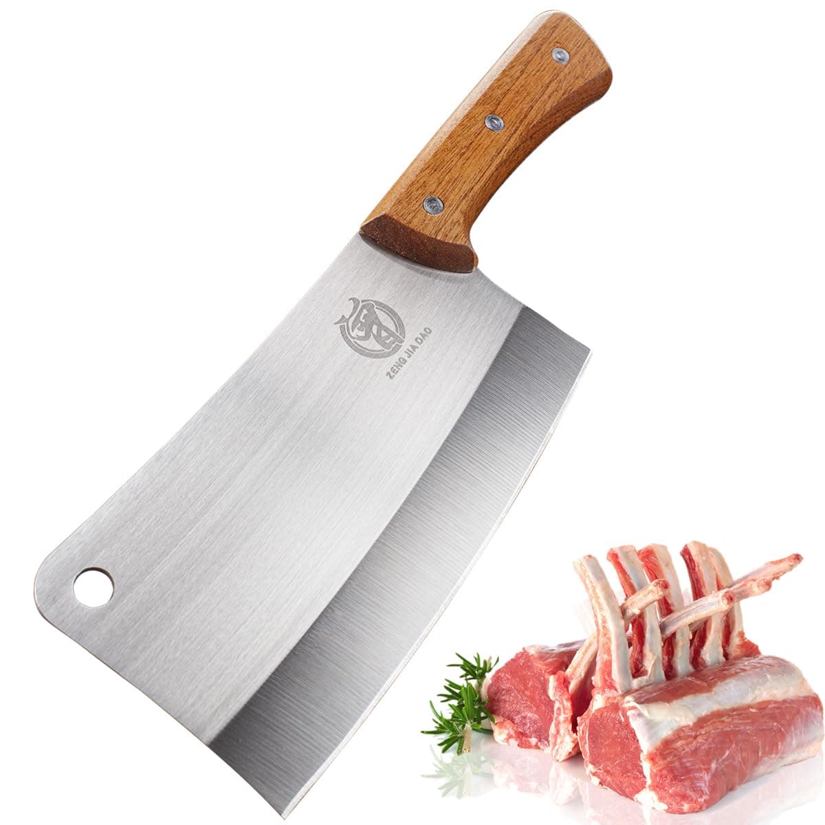 ZENG JIA DAO Meat Cleaver - 7'' Heavy Duty Butcher Knife Meat Chopper Bone Cutting Knife - High Carbon German Stainless Steel - Pearwood Handle for Home Kitchen and Restaurant 2025 Gifts