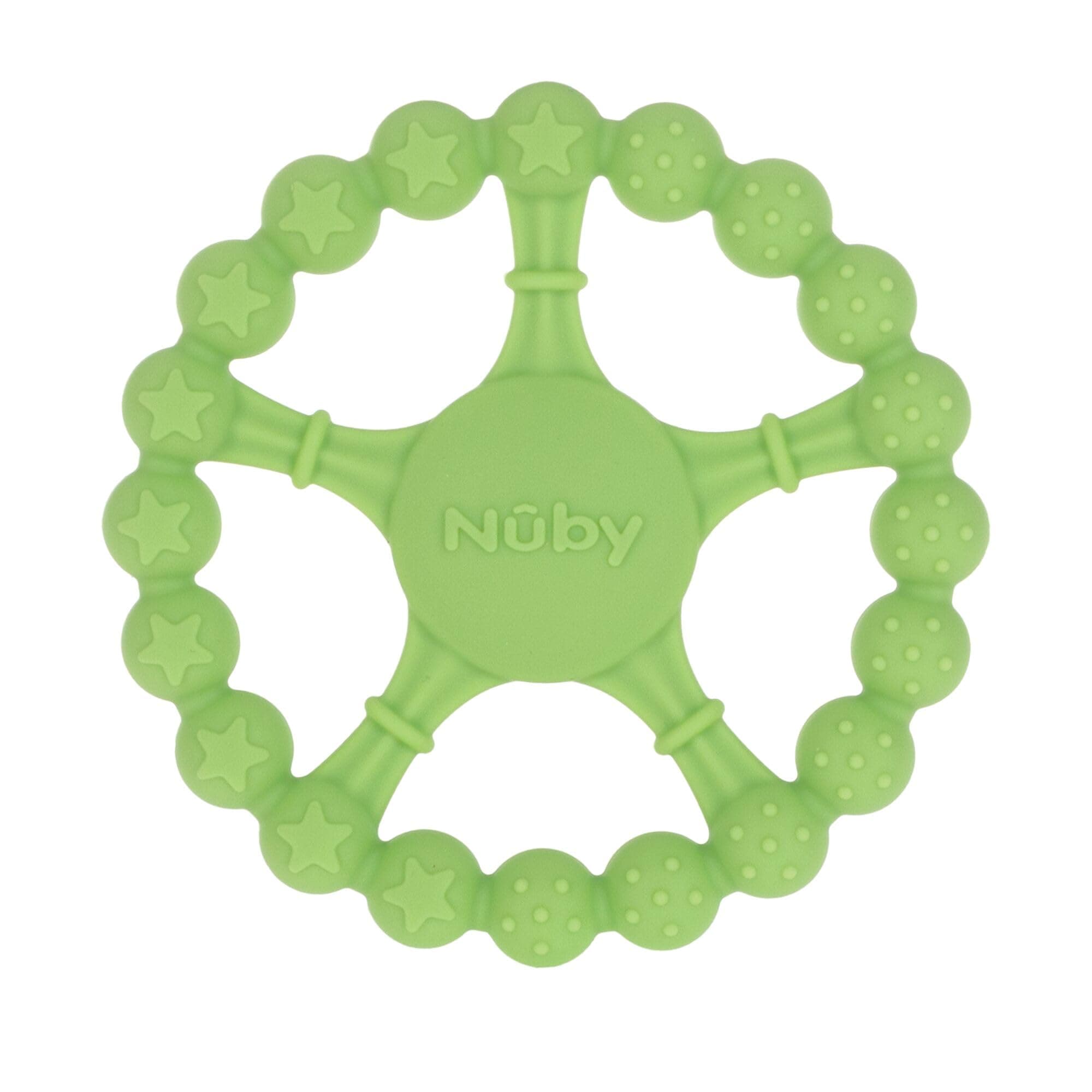 Nuby Silicone Wheel Teether - 3+ Months - Soft, Multi-Textured Baby Teething Toy - Natural Teething Relief for Babies