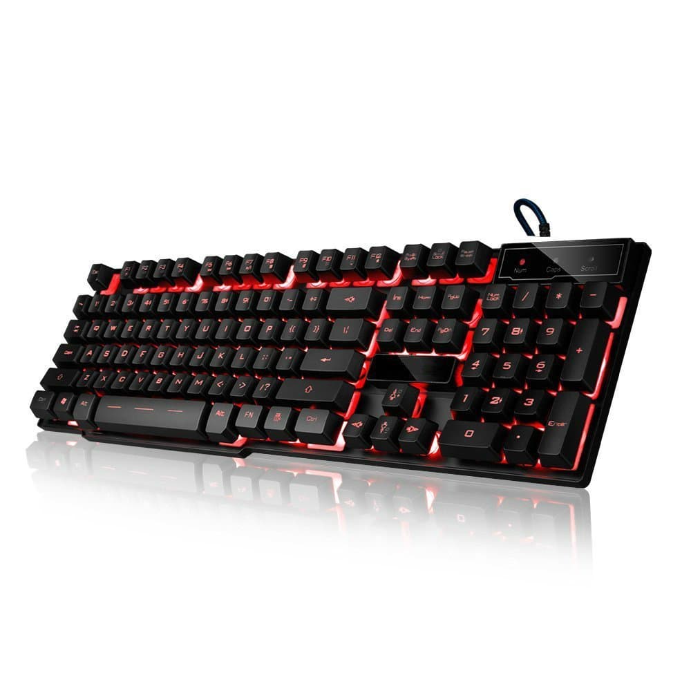 DEAYOKA BC80993 LED Three Color Backlight USB Wired Game Keyboard (Black)