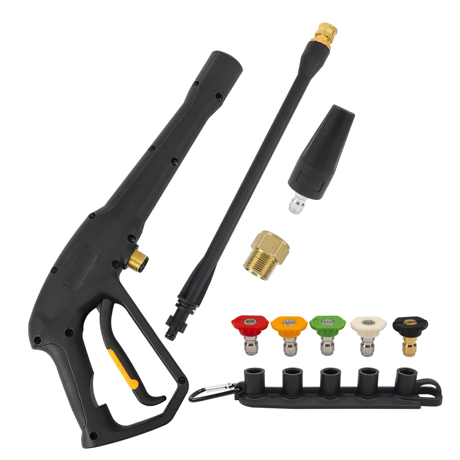 Replacement Spray Gun with Extension Wand & 5 Spray Tips & Turbo Nozzle, Compatible with Some of Greenworks Karcher Ryobi Homelite Powerstroke Electric Pressure Washer Max 1900 PSI