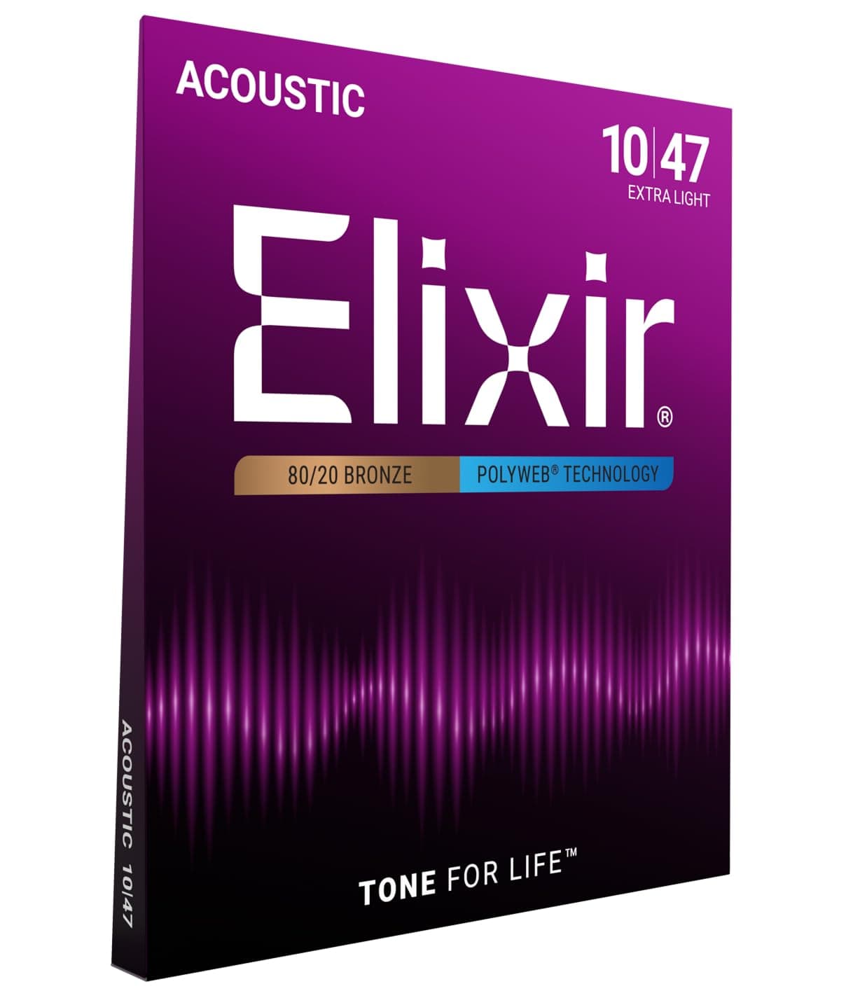 Elixir Strings 80/20 Bronze Acoustic Guitar Strings w POLYWEB Coating, Extra Light (.010-.047)