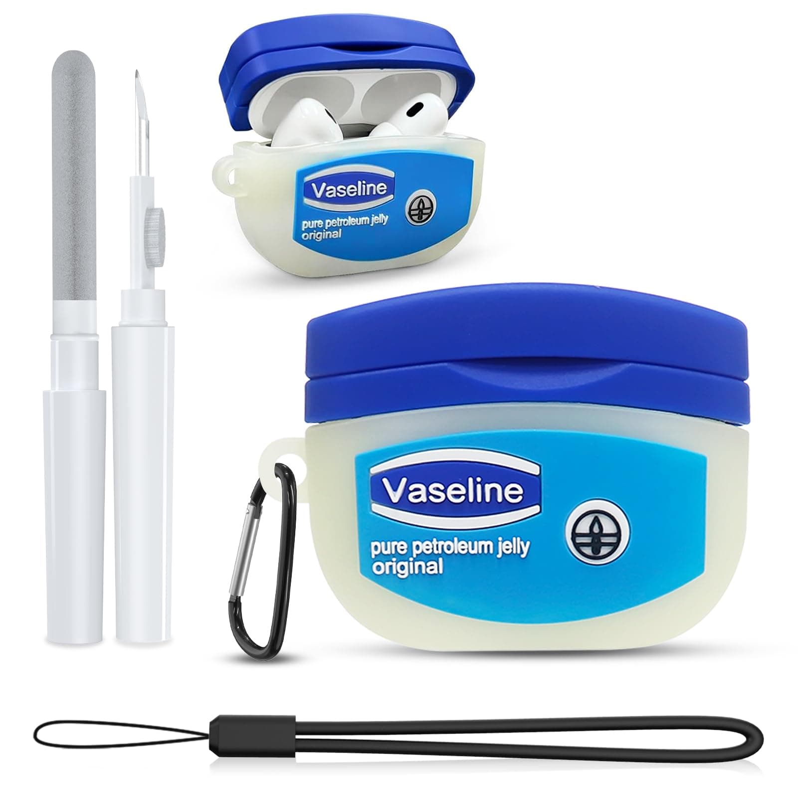 Case for AirPods Pro 2nd Generation Case, with Cleaner Kit Cute Cartoon Kawaii Funny AirPods Pro 2 Cover Silicone Protective Cover for Apple AirPod Pro 2 with Keychain for Women Kids Blue