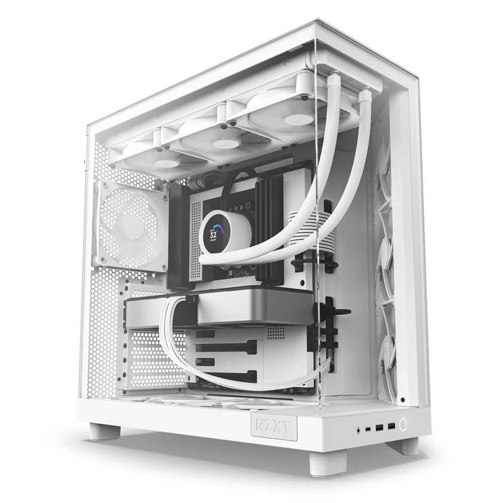 NZXT H6 Flow Mid Tower ATX Gaming PC Case - White