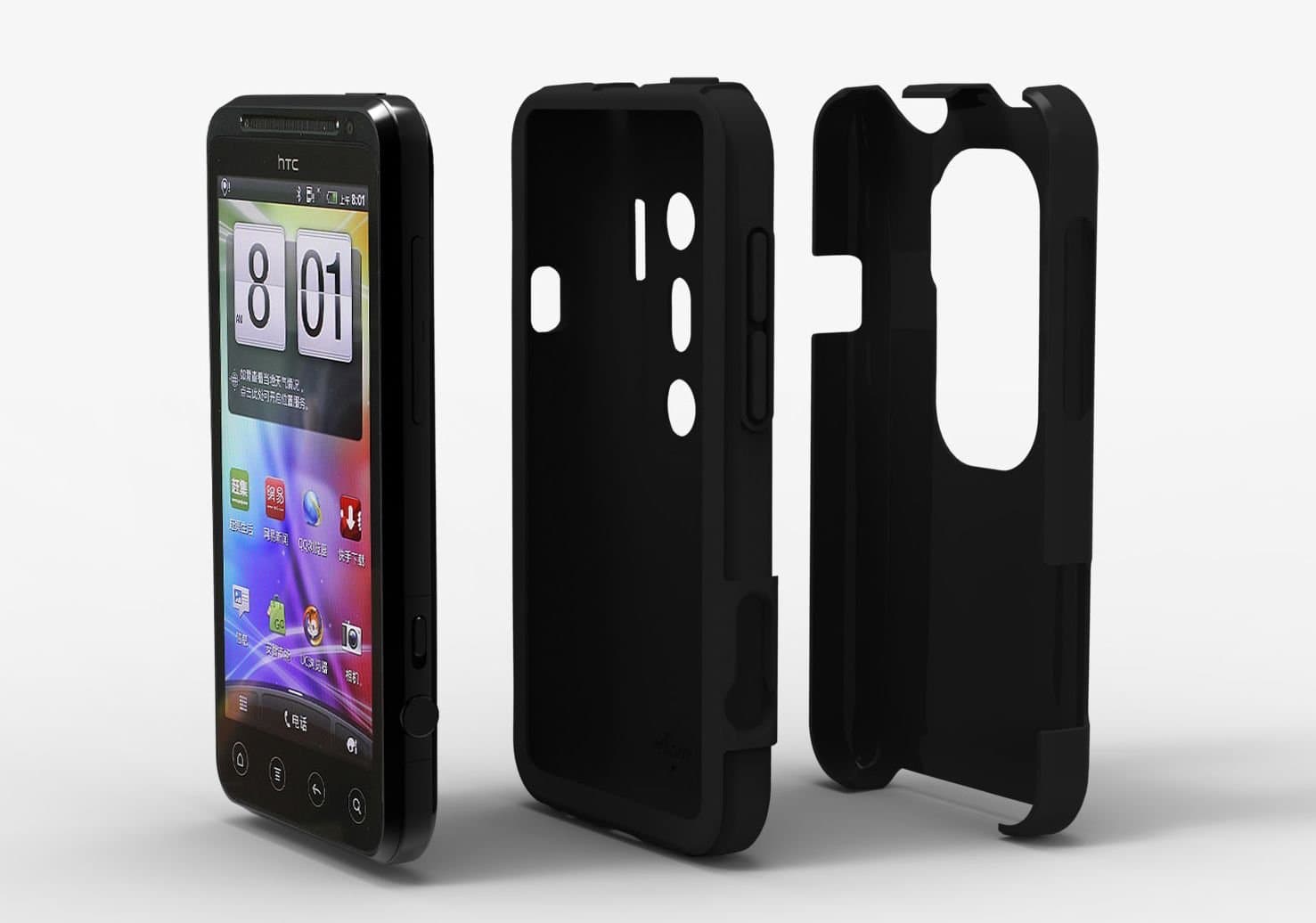 Acase(TM) HTC EVO 3D Superleggera PRO Dual Layer Protection case for SPRINT HTC EVO 3D (Black)