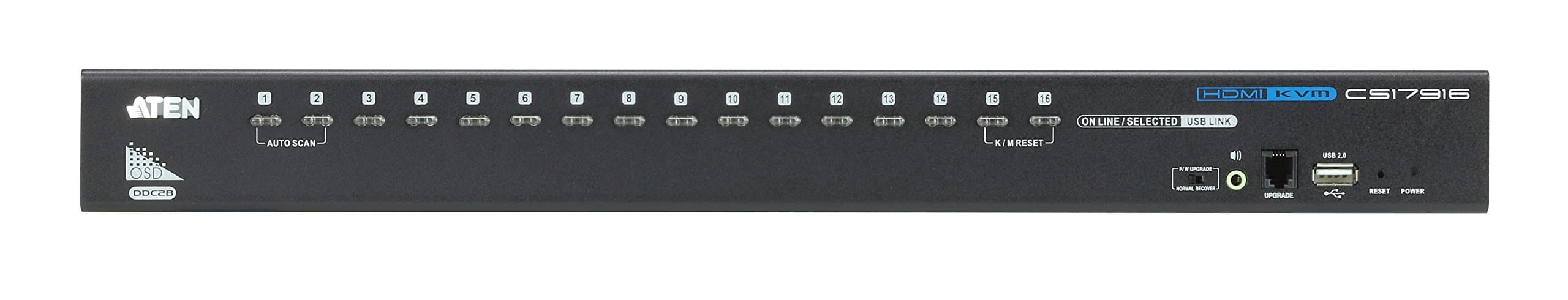 ATEN 16-Port USB - HDMI KVM Switch w/USB Peripheral port, CS17916-AT-G