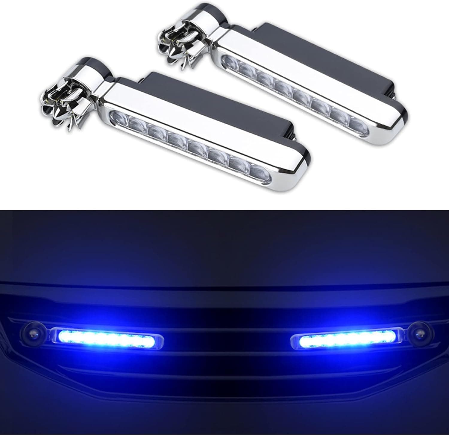 KASTWAVE Wind Power Daytime Running Light,1 Pair 8LEDs Car Universal Wind Energy Powered Daytime Running Light Auxiliary Lamp,for Cars, No External Power Needed, Cool Blue