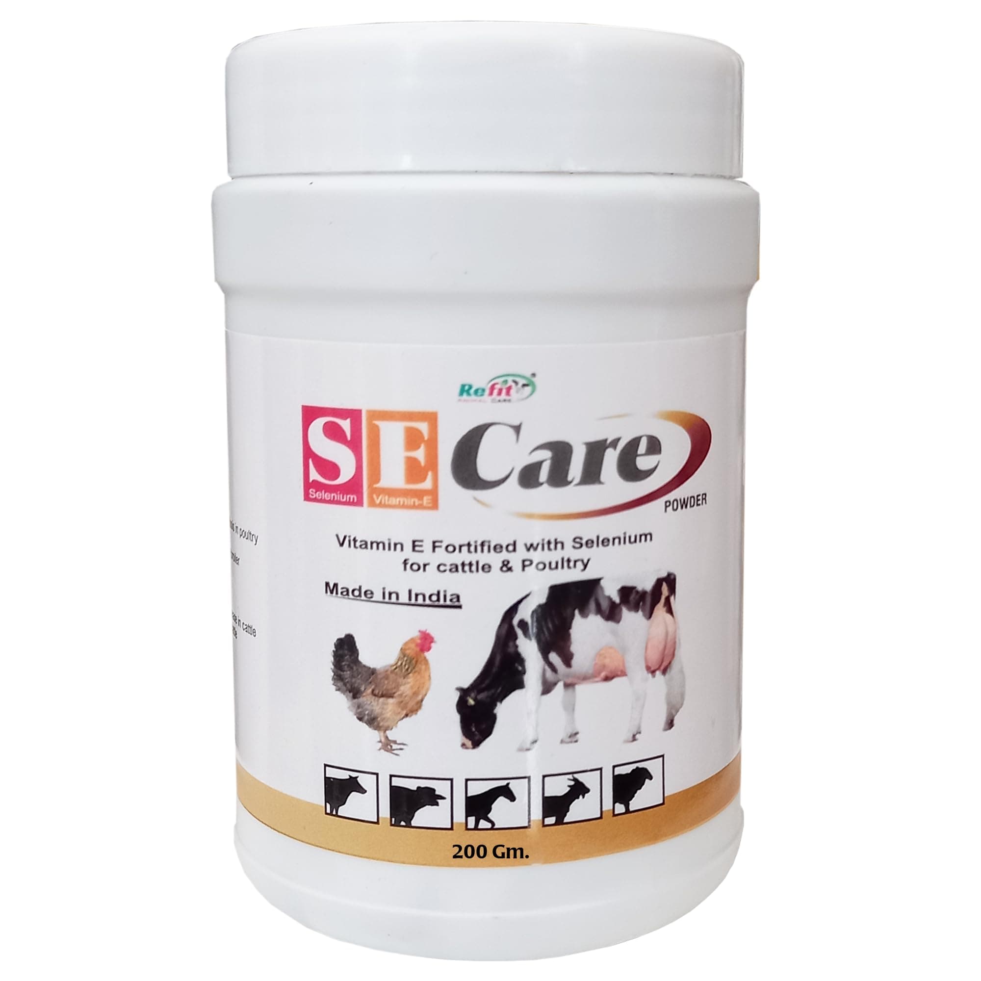 Vitamin E & Selenium Supplement for Poultry, Goat, Cow, Cattle and Farm Animals (SE Care Powder 200 GMS.)