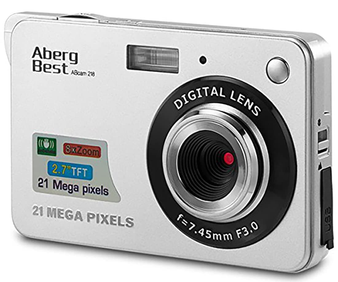 AbergBest 21 Mega Pixels 2.7" LCD Rechargeable HD Digital Video Students Cameras-Indoor Outdoor for Adult/Seniors/Kids, (Silver)