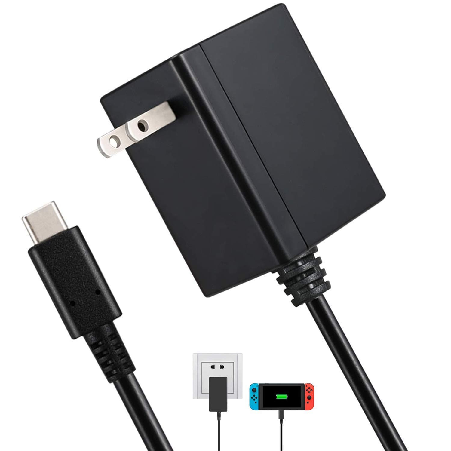 Charger for Nintendo Switch and Switch Lite, Power Supply AC Adapter Fast Charger for Nintendo Switch 15V/2.6A Support TV Mode