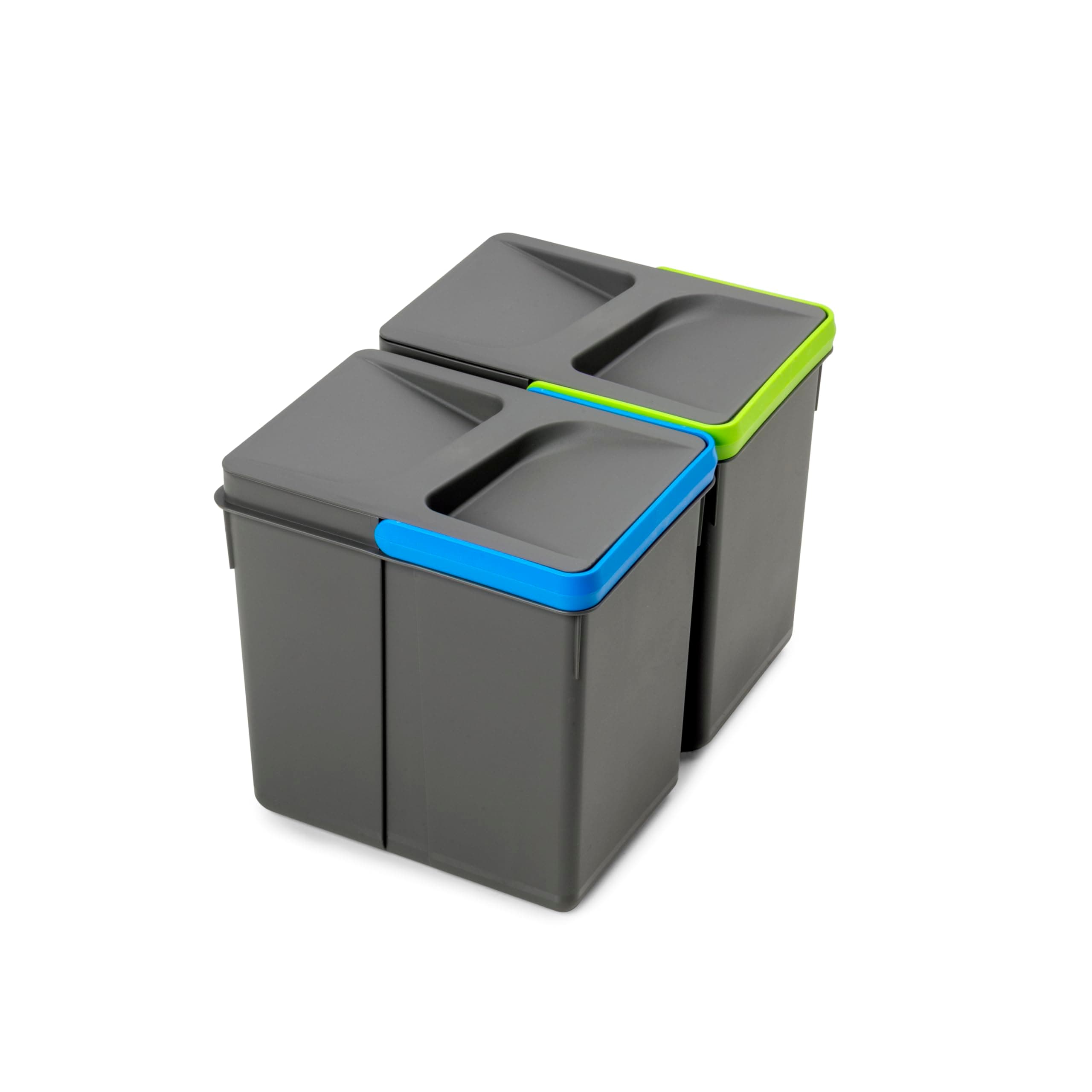 Emuca, Waste Sorting Cut-Out Base, Set of 2 Bins Height 216mm with 6 litres Capacity, Grey, H 216 mm (2x6L)