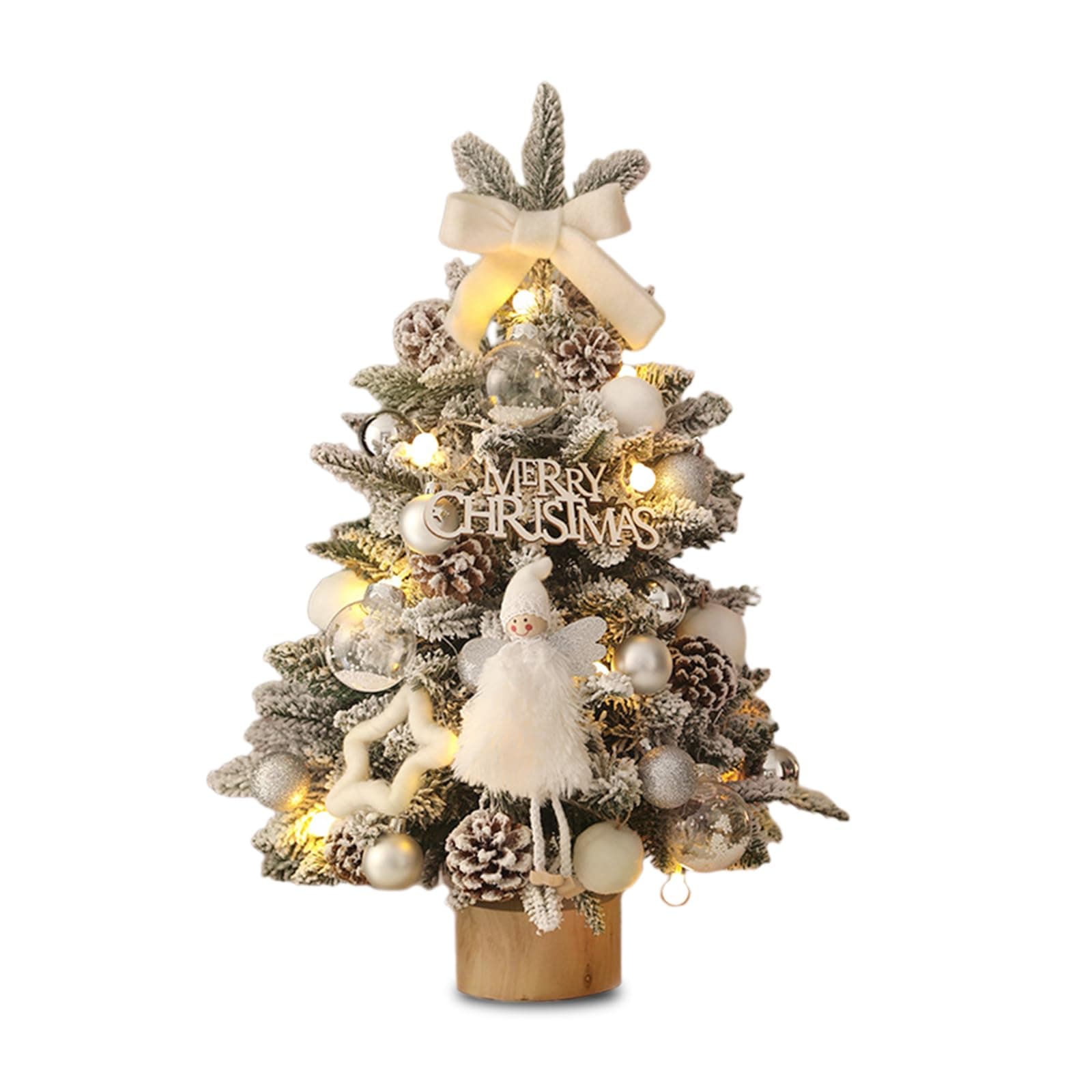 NIBEMINENT Mini Christmas Tree with light,PE Tabletop Christmas Tree 1.5ft,Artificial Christmas Tree for Home,Ornaments for Christmas Decorations Indoor (45cm)