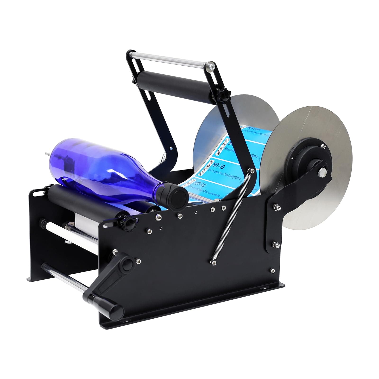 ZONEPACK Manual Lager Size Lable Round Bottle Labeling Machine Wine Bottle Sticker Labeler Applicator