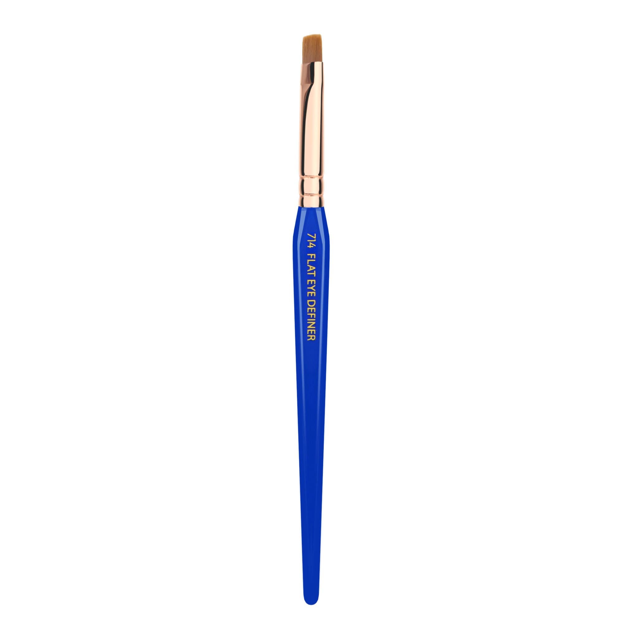 Bdellium Tools Professional Makeup Brush - Golden Triangle 714 Flat Eye Definer - With All Vegan and Soft Synthetic Fibers, For Smooth Application and Even Consistency (Blue, 1pc)