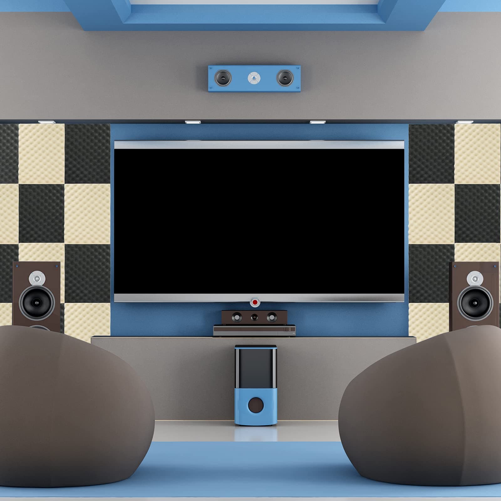 BXI Soundproofing Closed Cell Foam - 2 Pack Self-Adhesive 16'' X 12'' X 1.8'' Thickened Egg Crate Sound Proof Foam - Acoustic Foam Panels Great for Noise & Thermal Insulation (Black)