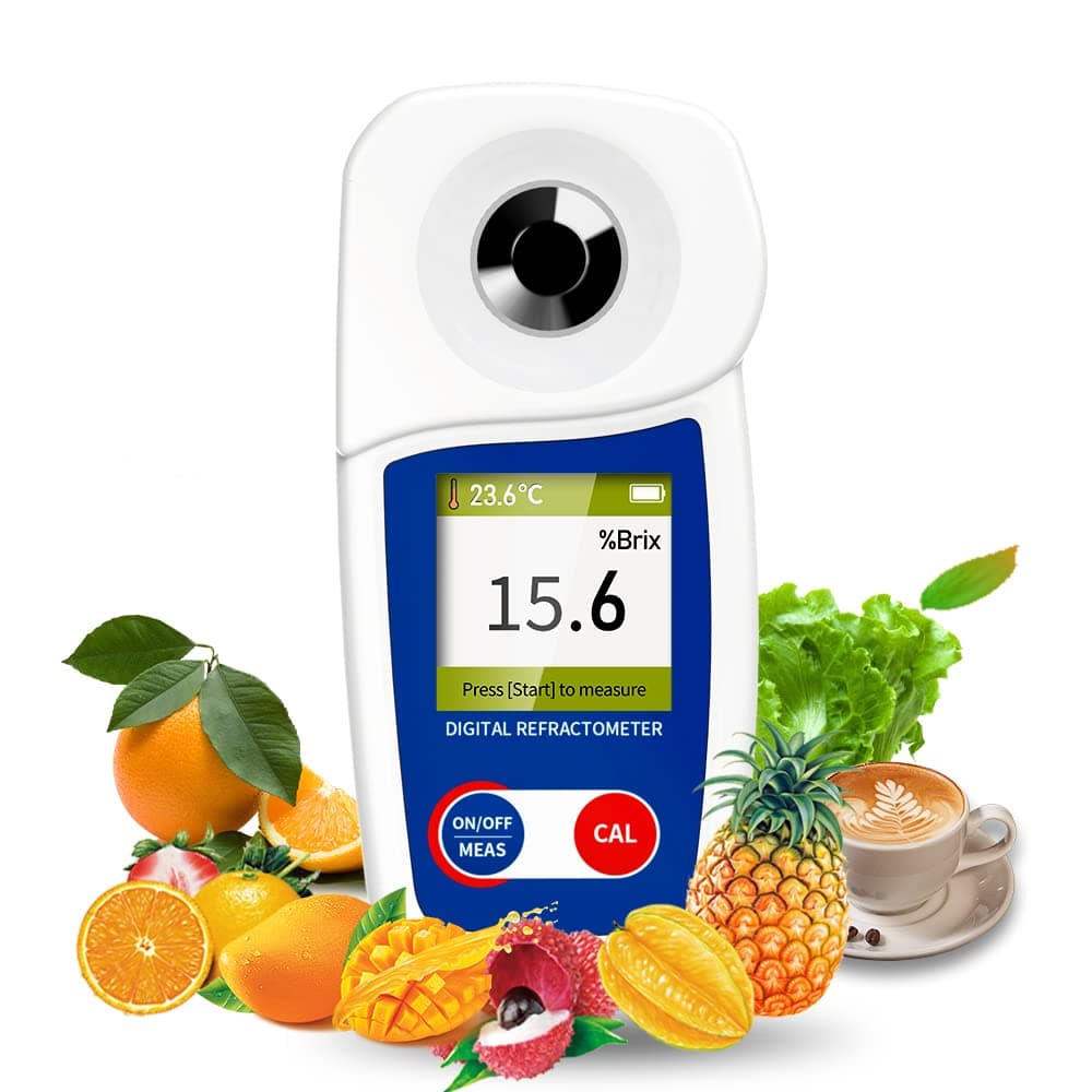 Digital Brix Refractometer Flag Front Brix Meter Refractometer Automatic Temperature Correction Brix Refractometer Range 0-55% ±0.1% Accuracy for Fruit Juice Coffee