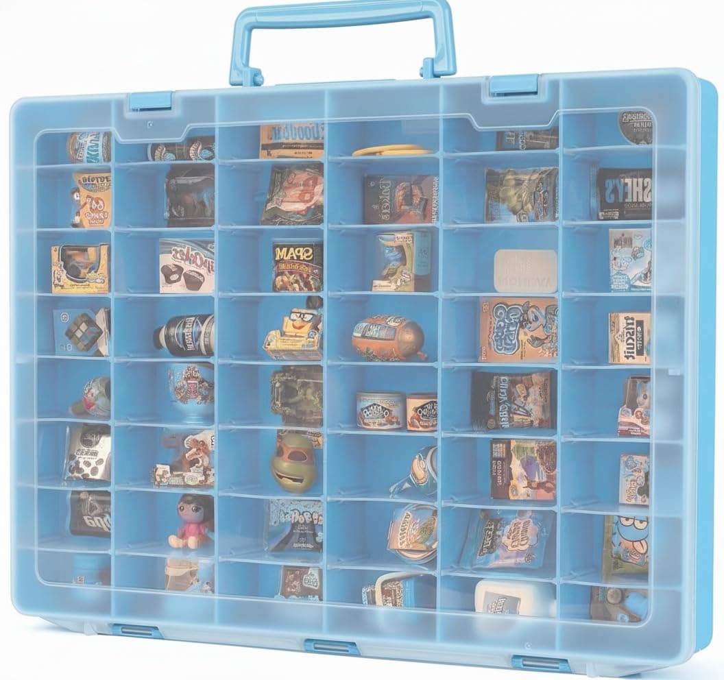 MYMOON HOME Plastic Toy Storage Case Compatible with Mini Brands Collector Toys, Miniverse, Shopkins, Real Littles, and LOL Surprise Series 1-4, Portable Organizer, Small