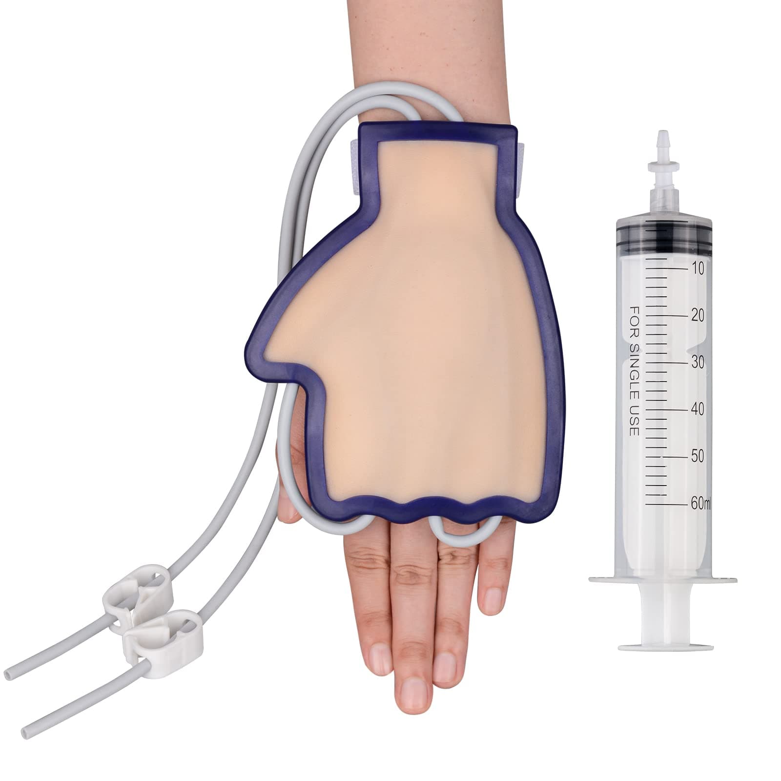 SimCoach Phlebotomy and Venipuncture Practice Kit, Wearable IV Practice Trainer Kit, Dorsal Hand Injection Trainer, IV Start Kit for Injection Training, Medical Education, Nursing School Essentials