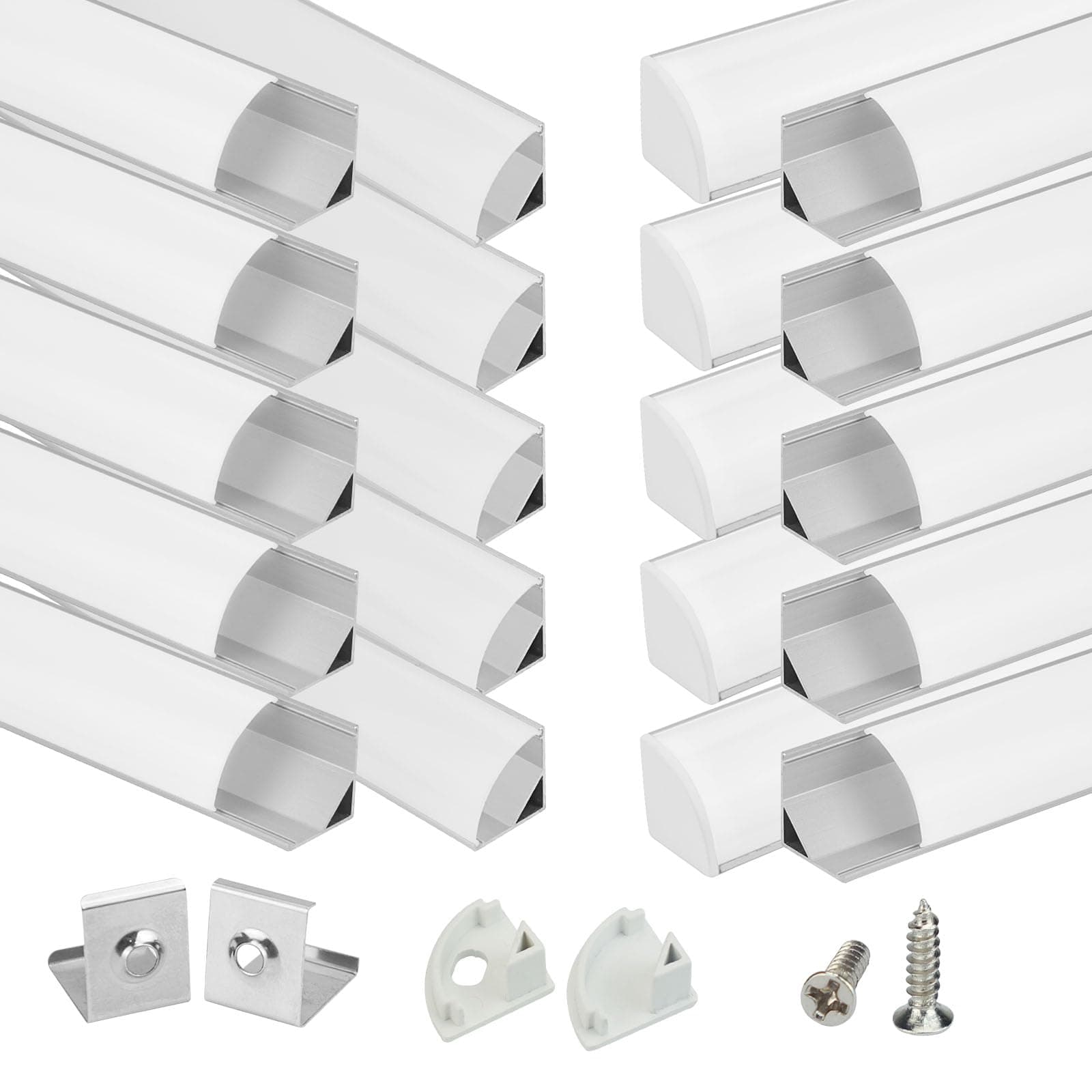 Muzata 20Pack 3.3FT/1M V-Shape LED Channel System with Milky White Cover Lens Frosted, Silver Aluminum Extrusion Profile Housing Track for 3528,5050,5630 Strip Tape Lights V1SW 1M WW,LV1 LW1