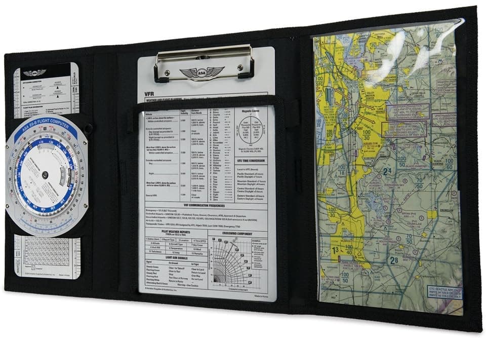 ASA KB-3-A Tri-Fold VFR Kneeboard with Clipboard and Map Pocket