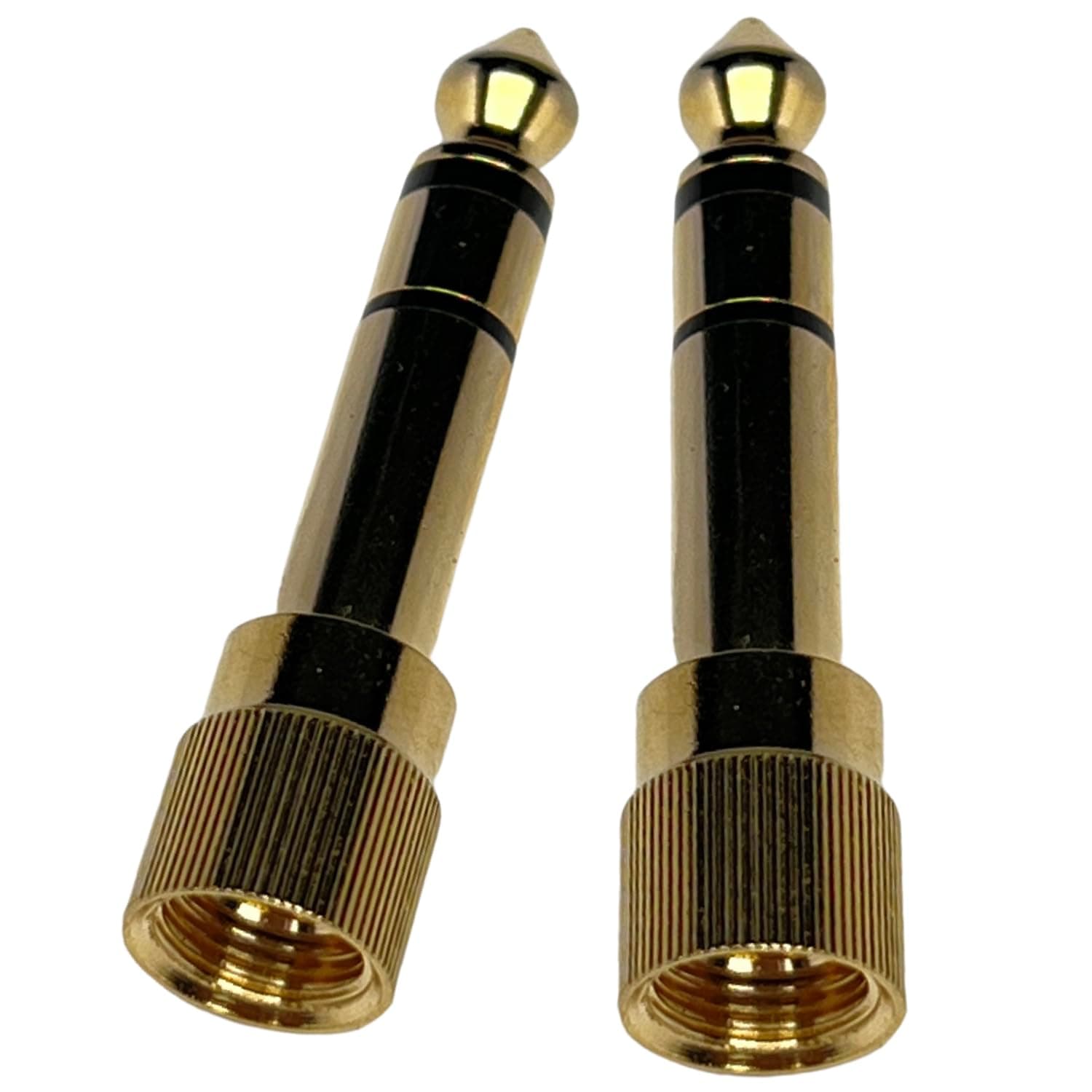 CESS 2-Pack 1/4" Stereo Phone Screw-On Adapter - Male 1/8" to Male 1/4" - 3.5mm Stereo to 6.35mm Stereo