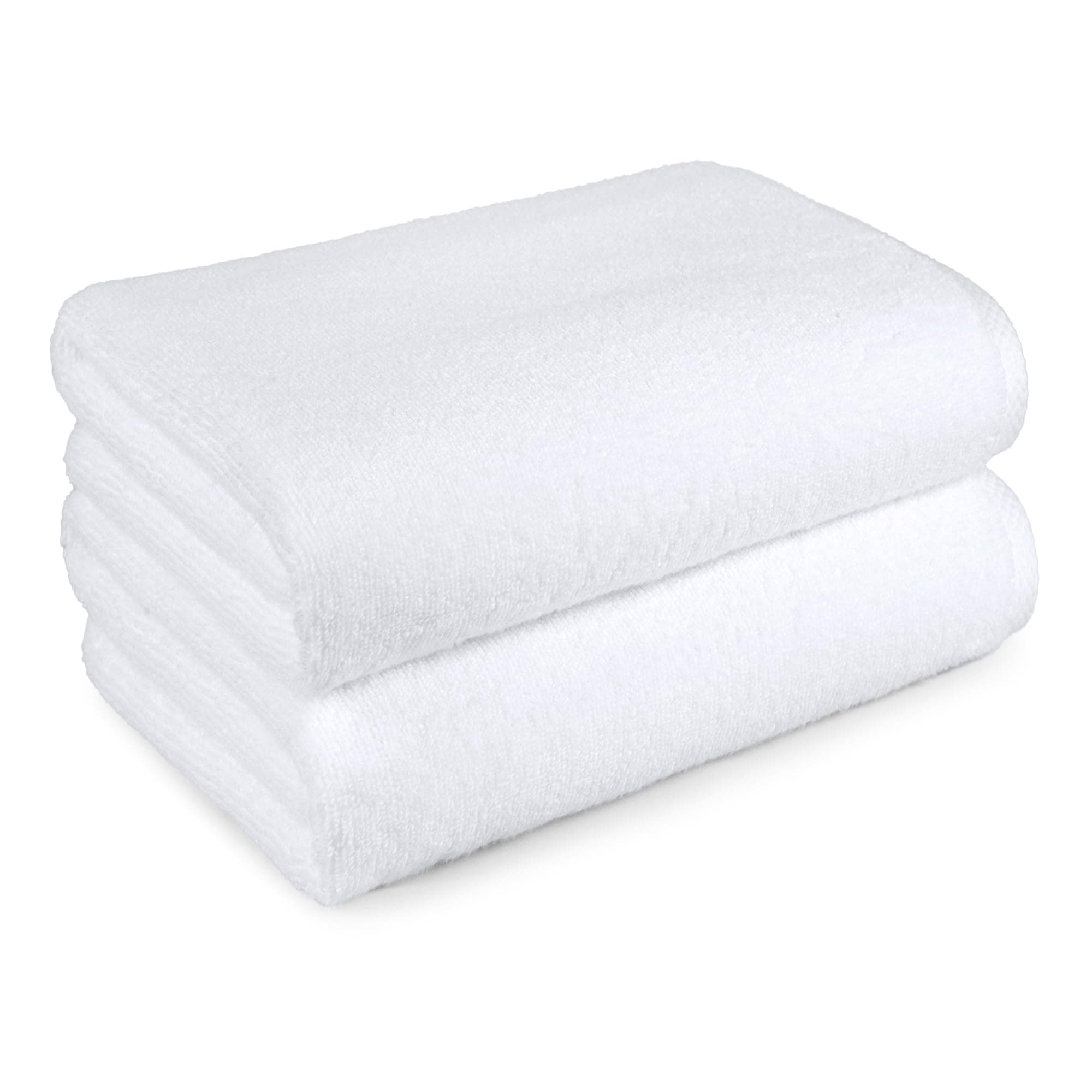 Amazon Basics 2-Piece Quick-Dry Oversize Bath Towel, 100% Cotton, 62" x 30", White