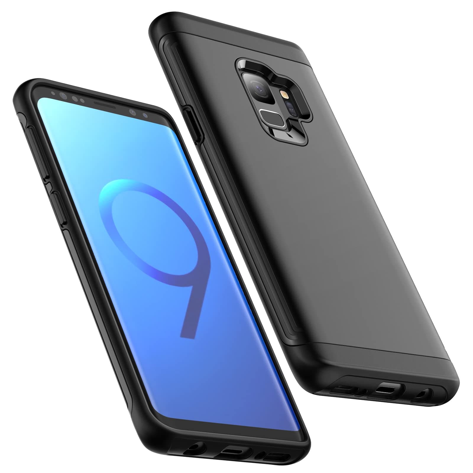 JETech Heavy Shockproof Case for Samsung Galaxy S9 (NOT for S9 Plus +), Dual Layer Rugged Protective Phone Cover with Shock-Absorption (Black)