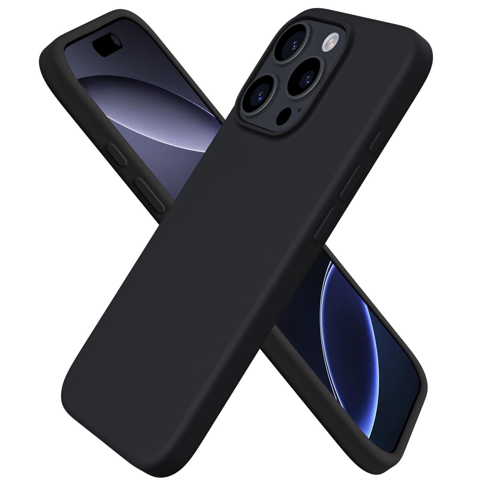 ORNARTO Compatible with iPhone 16 Pro Case 6.3", Slim Liquid Silicone 3 Layers Soft Gel Rubber Shockproof Protective Cover with Anti-Scratch Microfiber Lining-Black | 6.3", Slim, Liquid Silicone, 3 Layers, Soft Gel Rubber, Shockproof