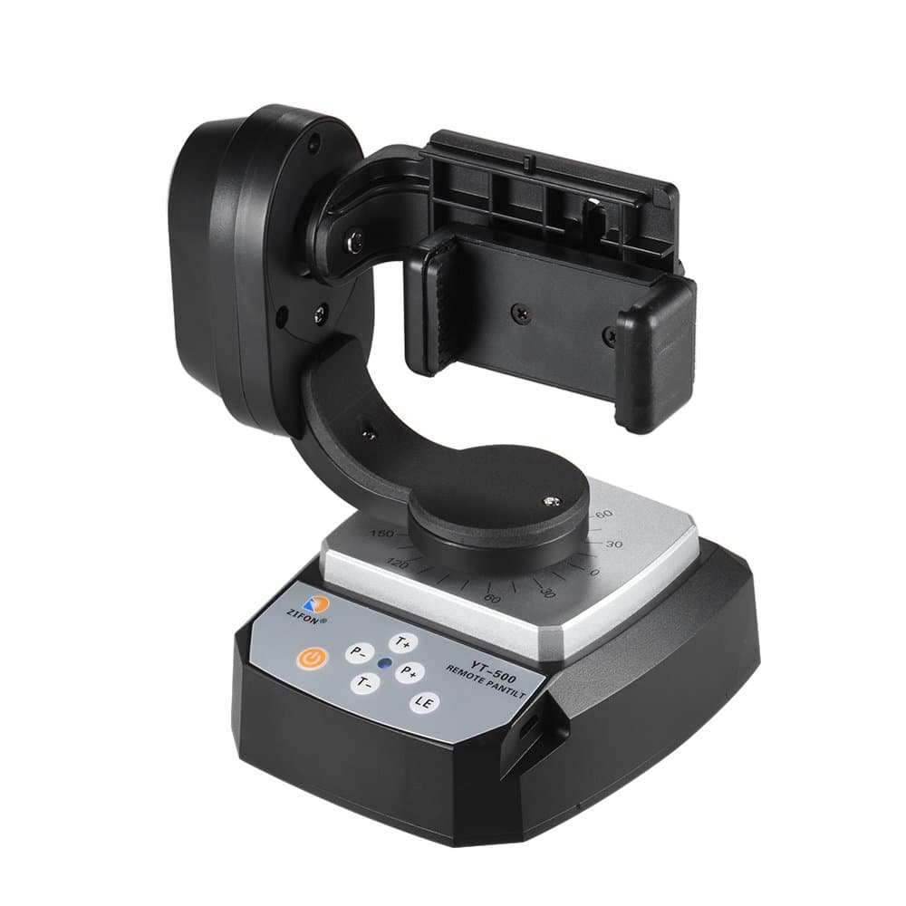 ZIFON YT-500 Remote Control Pan Tilt Automatic Motorized Rotating Video Tripod Head Max. Load 500g with Phone Holder 18650 Battery for iPhone 7/7 Plus/6/6 Plus/6s Smartphone for GoPro Hero 5/4/3+/3