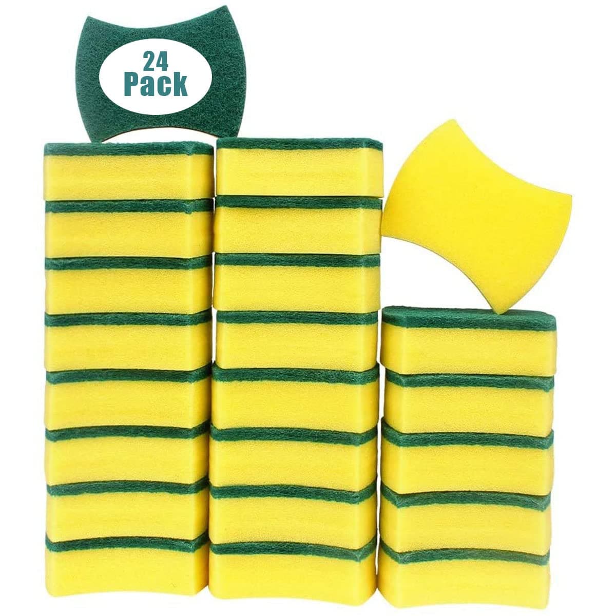 24 Pack Kitchen Cleaning Sponges SZHTFX Sponge Scrubber Non Scratch for Kitchen Multi-Purpose Washing Up Pads for Pan,Garage, Bathroom, Furniture, Dishes, Car&Steel Wash