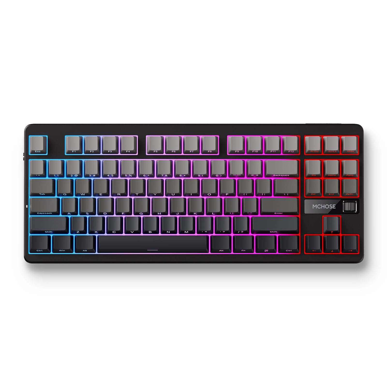 G87 Wireless Mechanical Keyboard Volume Knob, 75% TKL Keyboards Tri-Mode BT5.0/2.4GHz/USB-C, Hot Swap Custom Creamy Keyboards Linear Switch, RGB Gaming Keyboard for PC/Tablet, Black