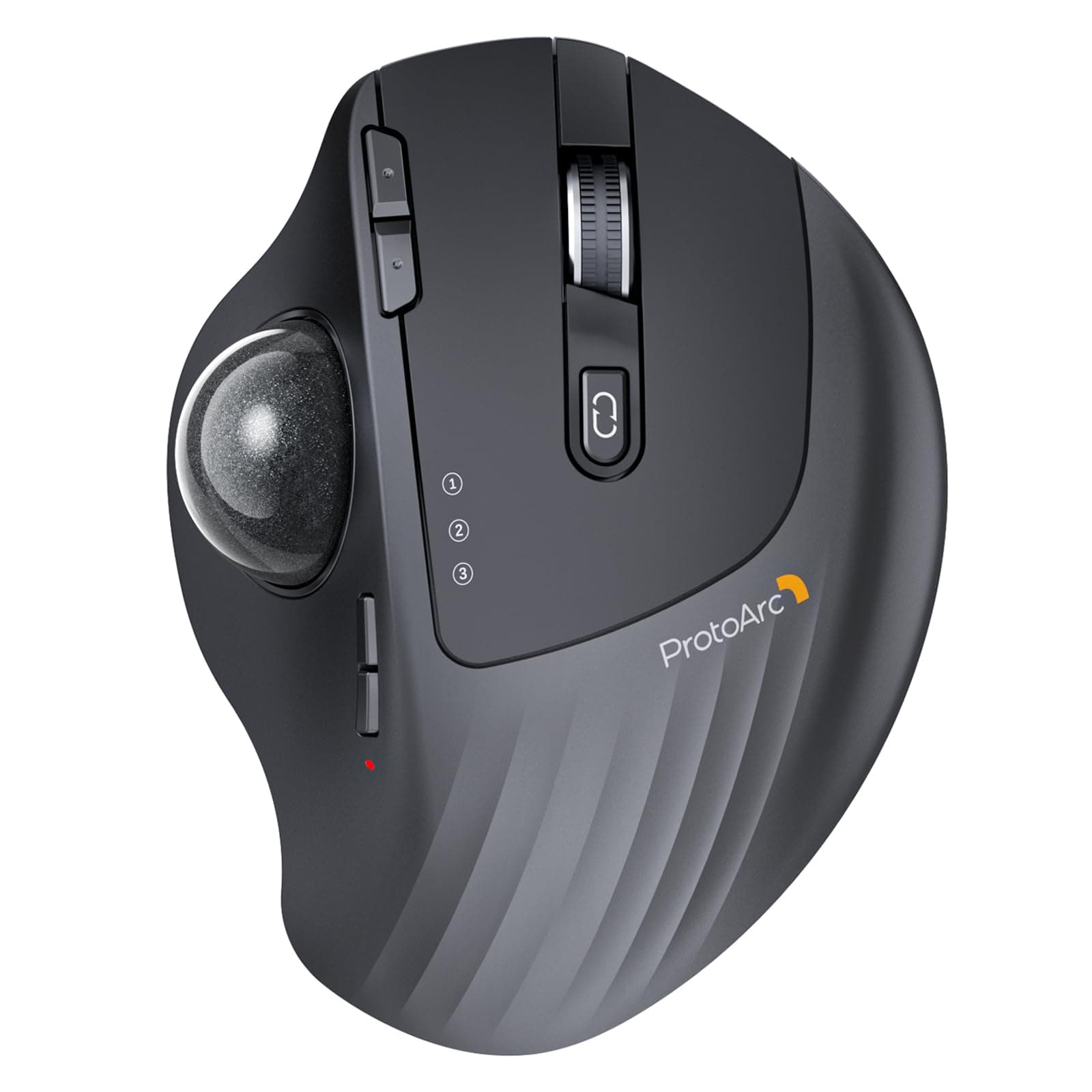 ProtoArc Wireless Trackball, EM01 NL Ergonomic Bluetooth Rollerball Thumb Mouse, Rechargeable, Adjustable Angle, 3 Device Connection for PC, Mac, Windows - Gray Ball