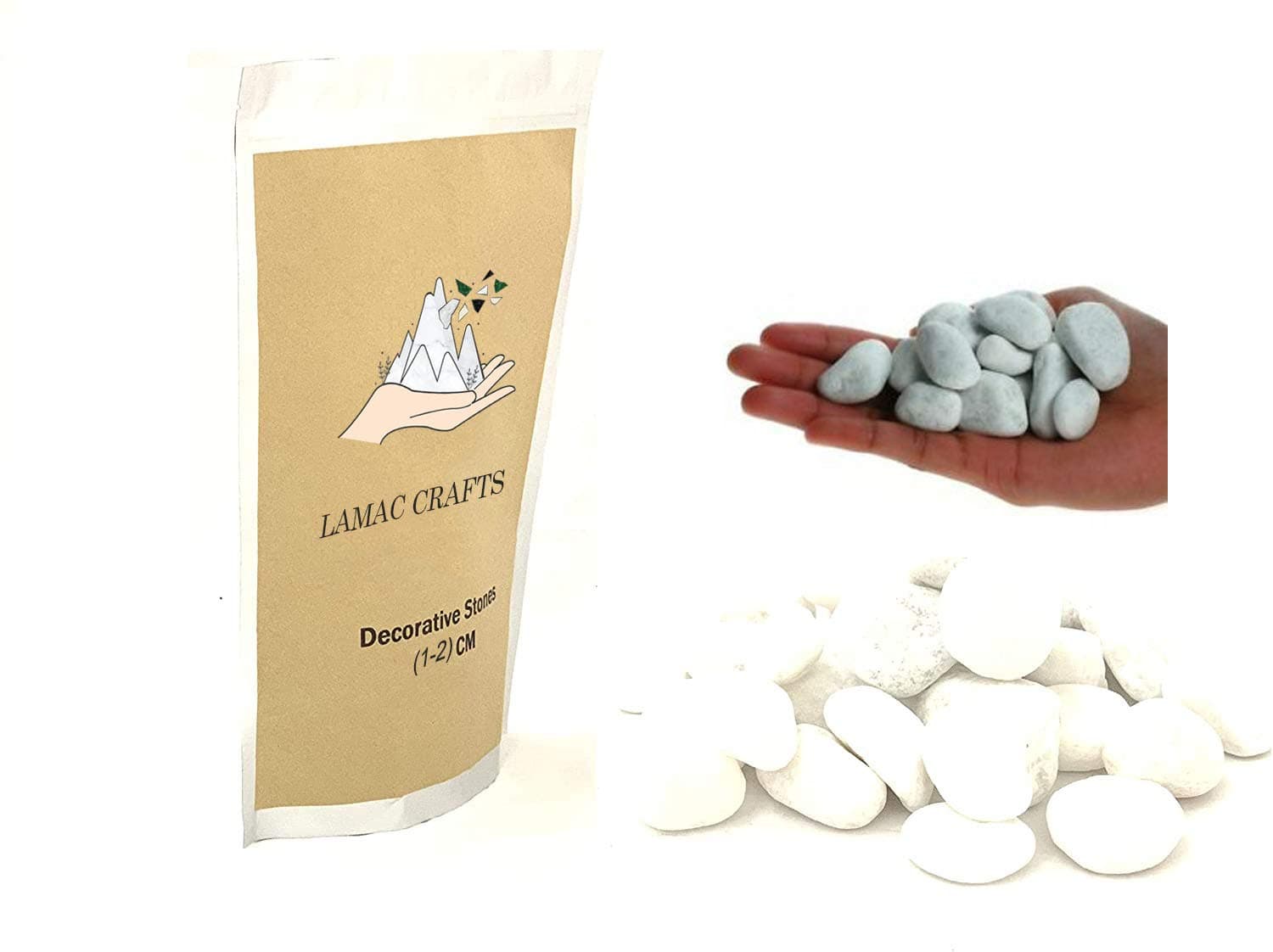 LAMAC CRAFTS - White Pebbles (Extra Small 7kg) (1-2 cm)
