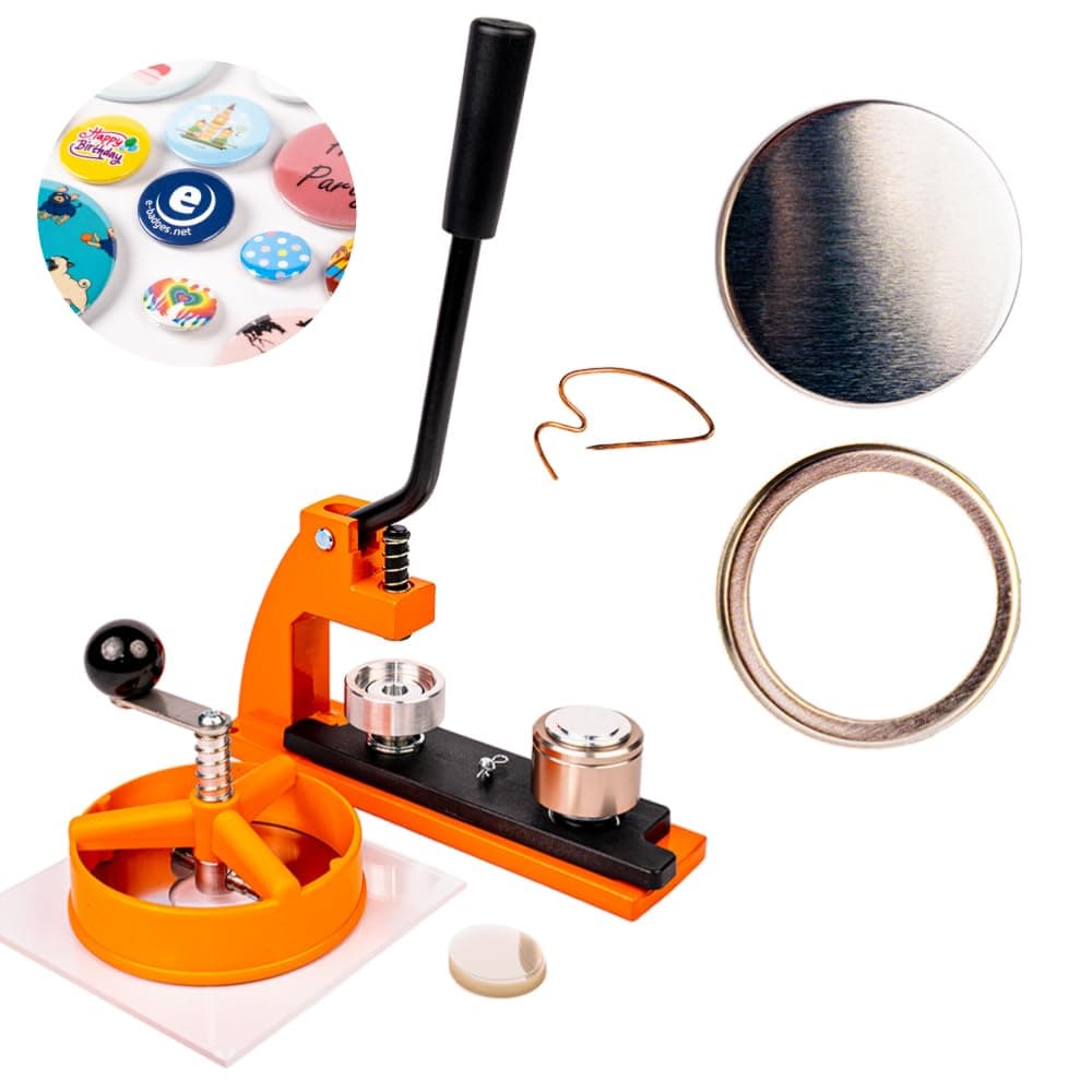 25mm Badge Maker Kit with 250 Badge Button Blanks | Metal Button Press, Badge Machine with Circle Cutter | Interchangeable Dies 25, 38, 45, 77mm | DIY Crafts & Custom Designs