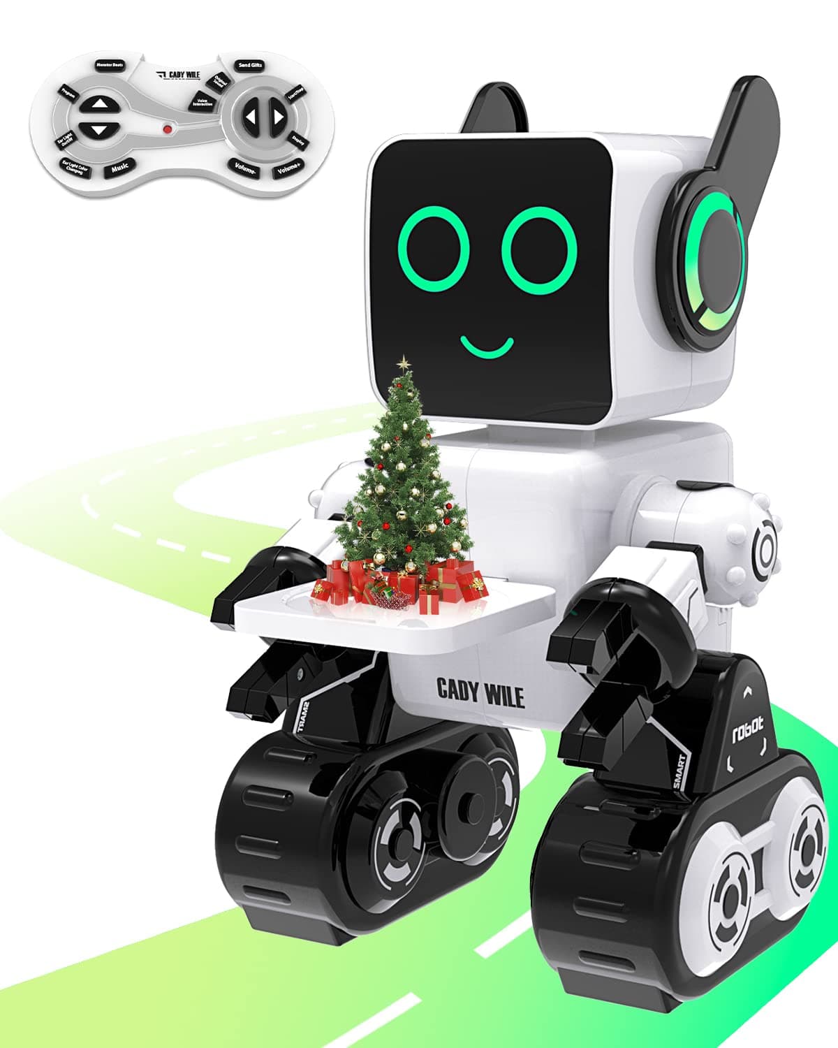 okk Robot Toys for Kids, Programmable Remote Control Robot, Interactive Toys with Coin Bank, LED and Tray, Walking Talking Singing Dancing Gift for Boys Girl(White)