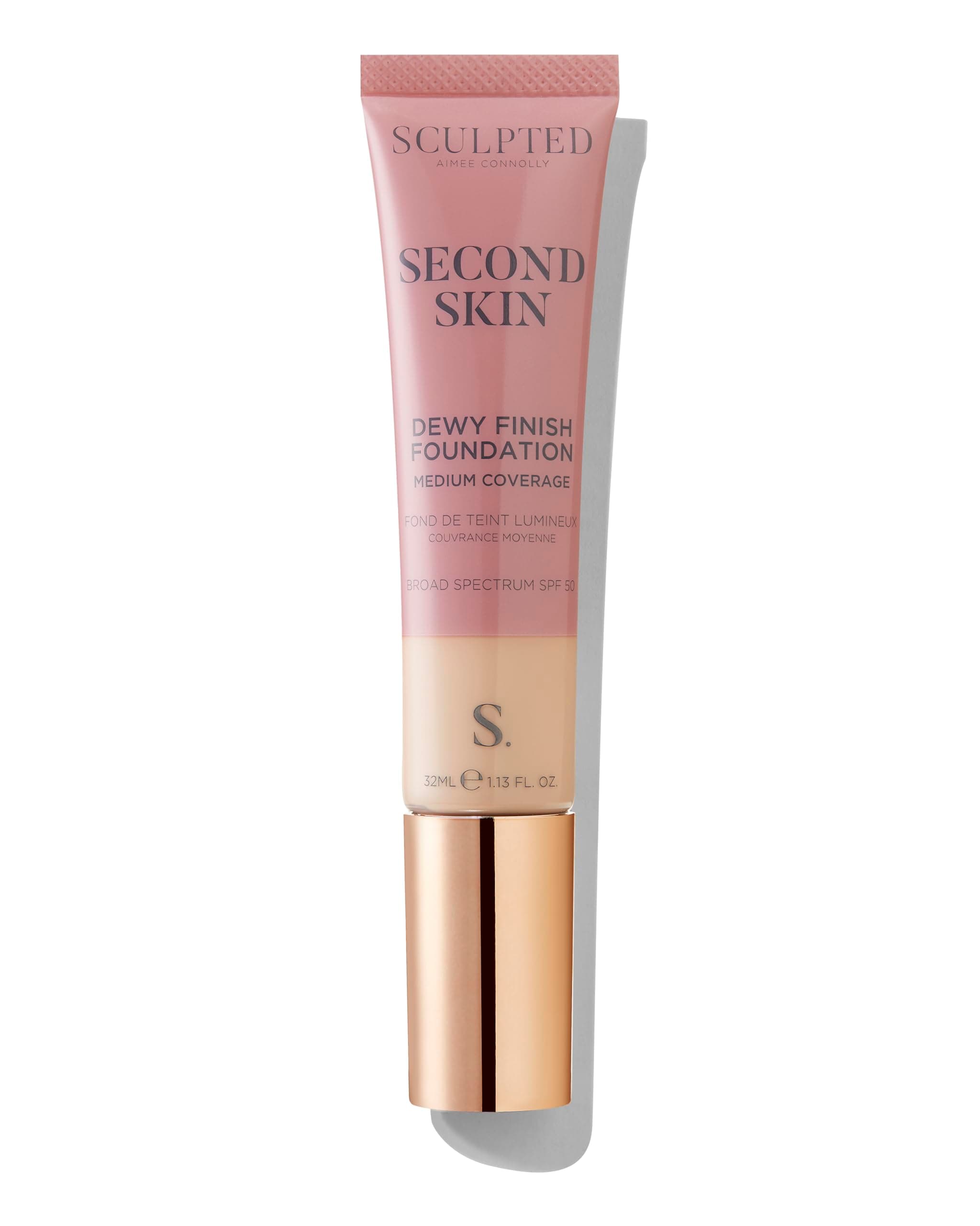 Second Skin Dewy Liquid Face Foundation from Sculpted by Aimee - 32ml Buildable, Medium Coverage Foundation with Dewy Finish, Hyaluronic Acid, Collagen Boosting Formula, SPF 50, (Fair Plus 2.5)