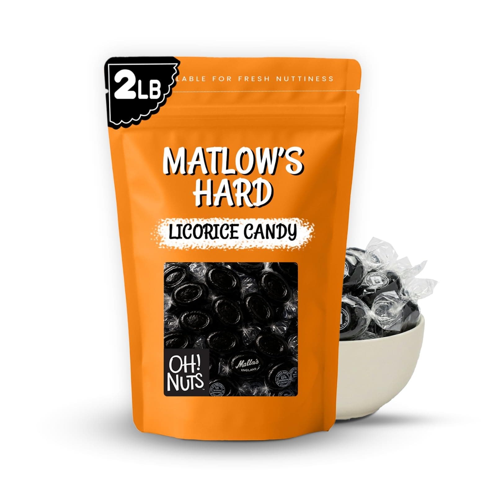 Licorice Hard Candy | Kosher Licorice Candy - Individually Wrapped & Packed in 2 LB Resealable Bulk Bag | Great for Party, Office, Outing - Oh! Nuts