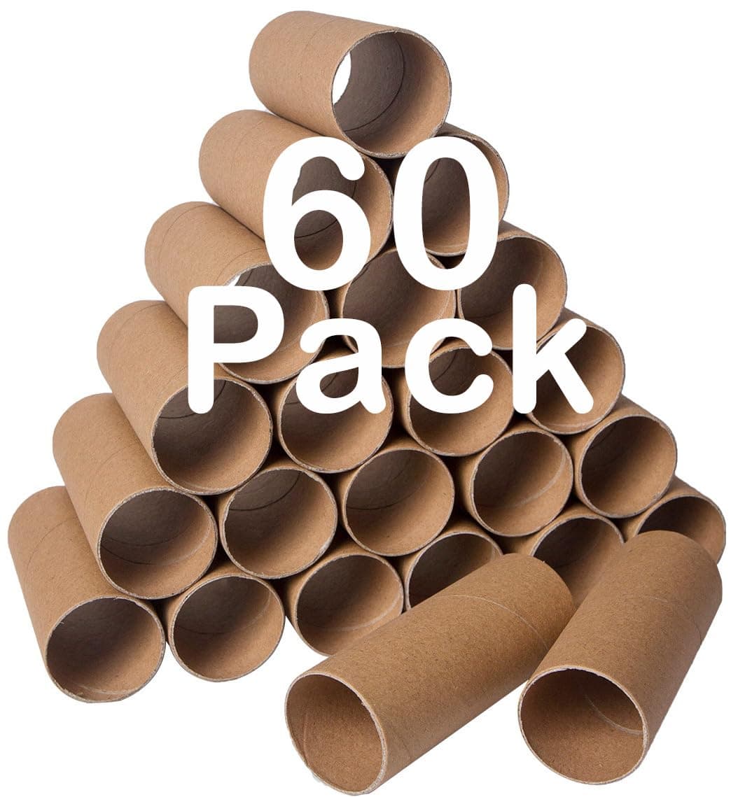 60 Pack Craft Rolls - Thick Cardboard Tubes for Craft - Round Cardboard Tubes for Crafts - Craft Tubes - Bulk Craft Round Tubes - Paper Tube for Arts & Crafts - 1.57 x 3.9 Inches - Brown